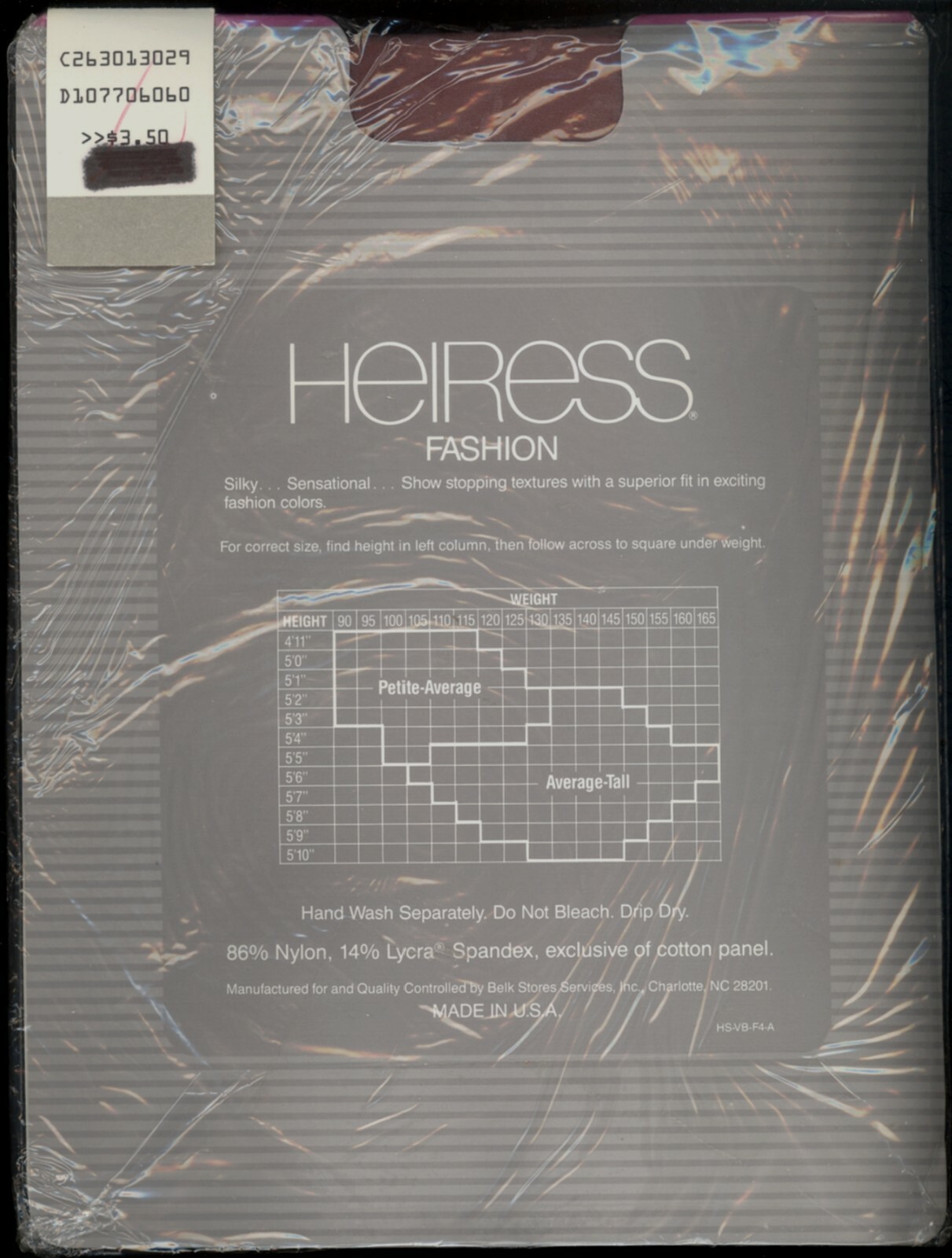 Lot 4 Heiress Pantyhose Size Petite Sandalfoot MIX Color Textured Sheer Vtg NIP
