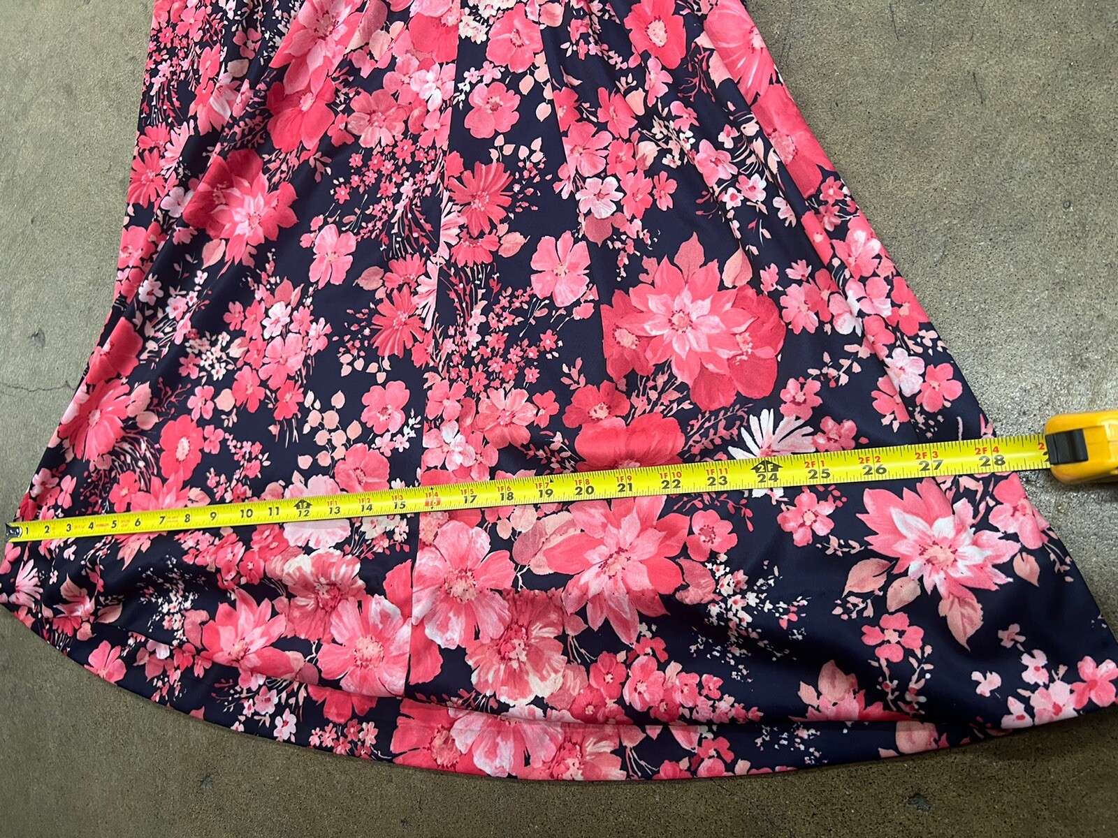 Vintage 70s PRESTIGE Of BOSTON Long Skirt Blue Pink Flowery Size 6! Hippie!!!