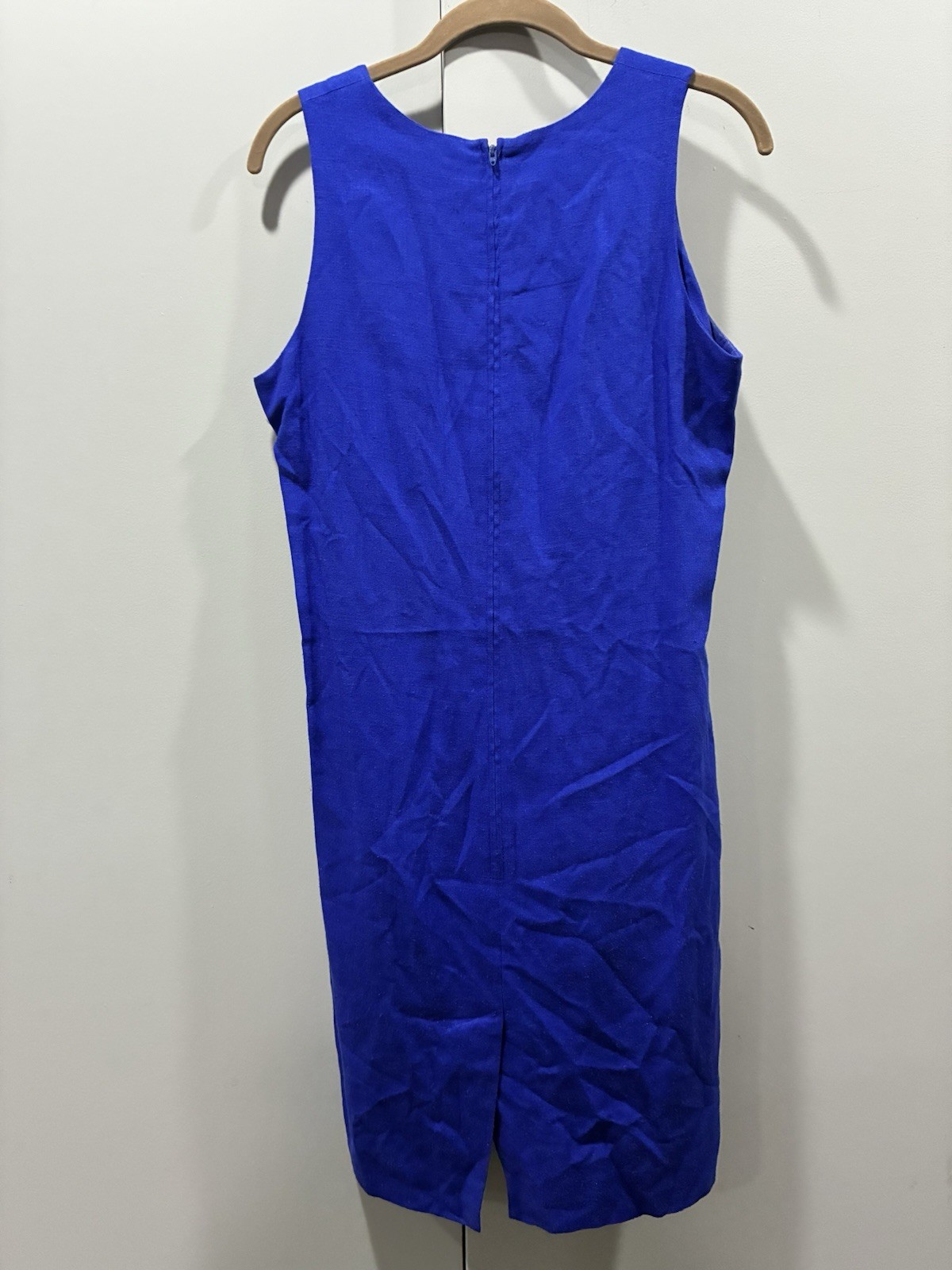 Vintage Chaus Electric Blue Linen Blend Sheath Dress Bolero Set Size 8 Made USA