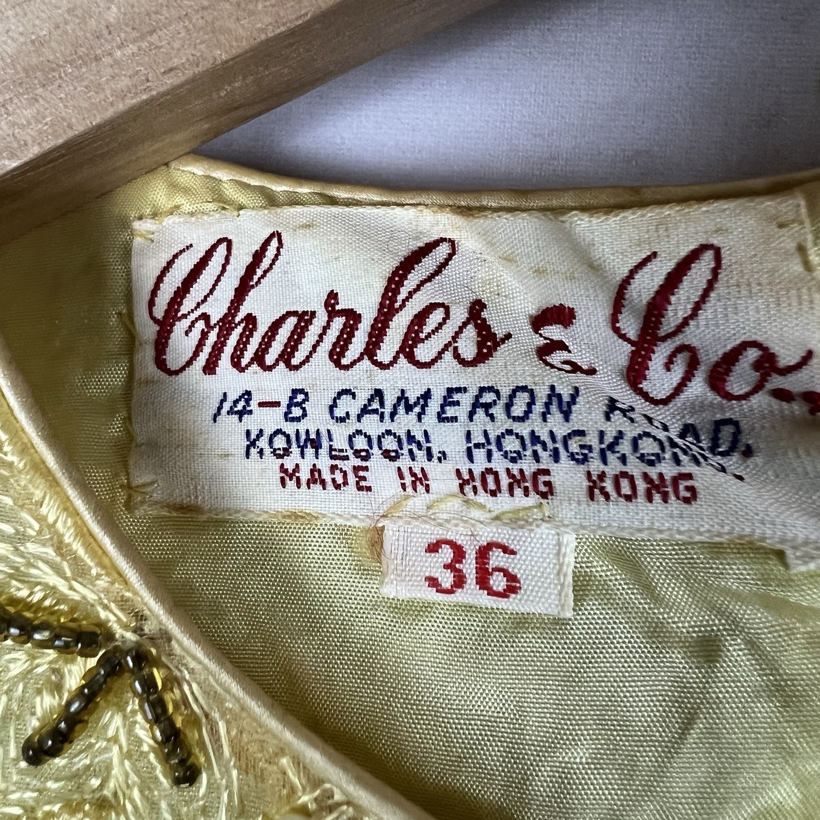 Vintage 50s 60s Charles & Co. Gold Beaded Dress and Jacket Both Size 36
