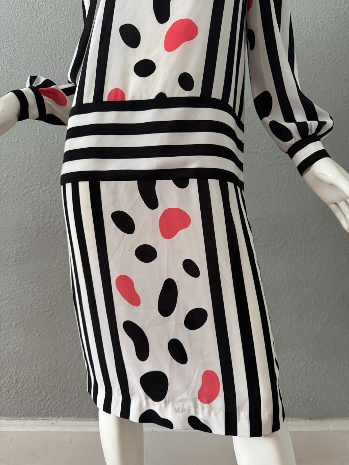 Vintage 80s Bold Abstract Long Sleeve MOD Shift Dress S