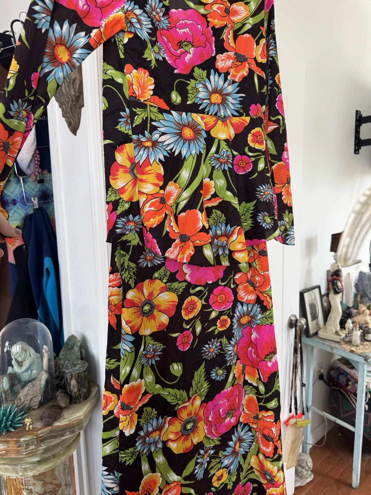 Vintage Mistee Floral Maxi Dress With Matching Jacket Long Awesome Size Small