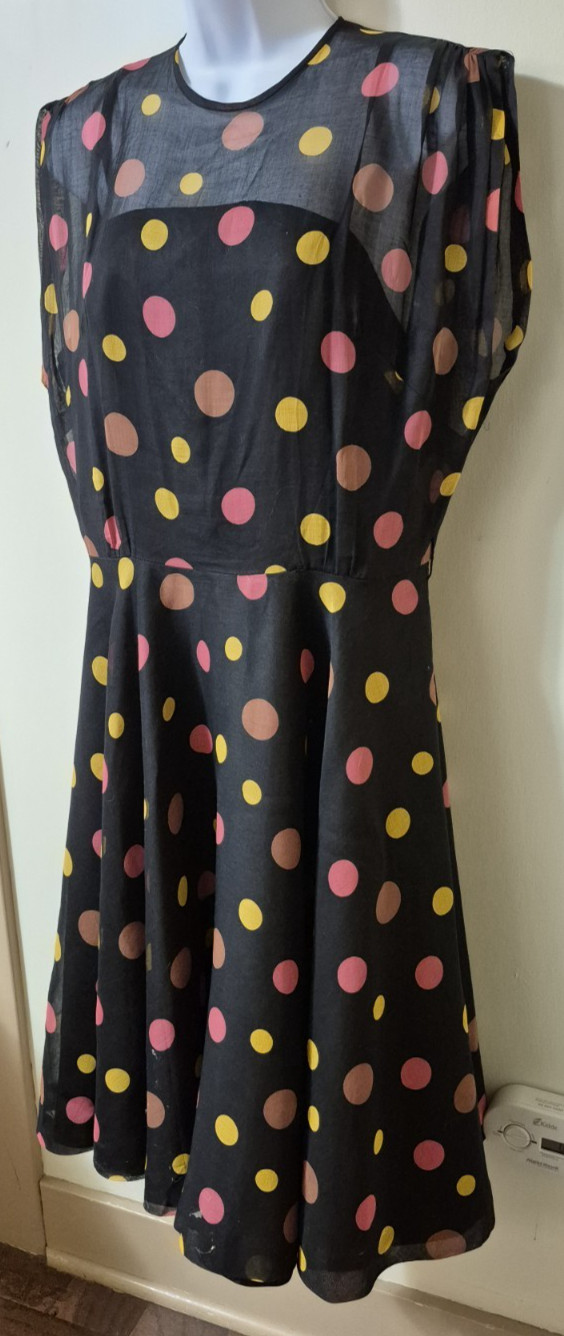 Brielle Creations Original Vintage 50s Dress Polkadots Over Satin Full Skirt