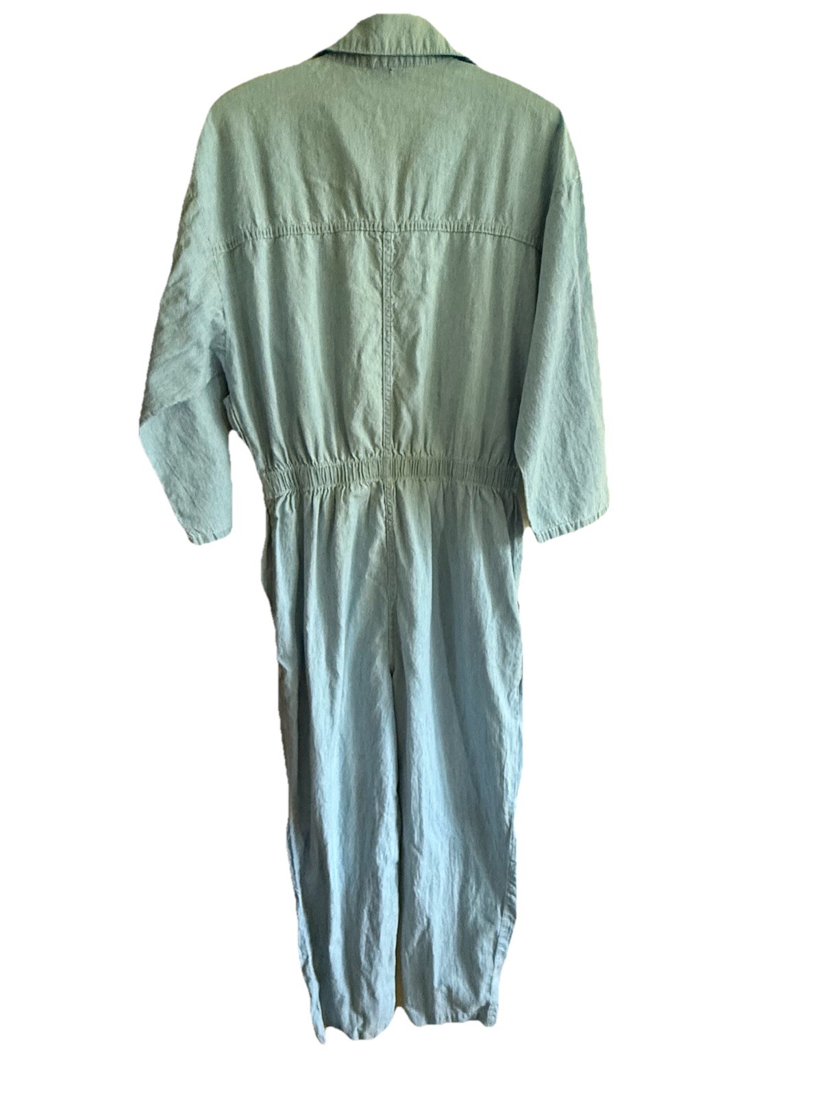 VINTAGE Ideas Retro Jumpsuit Coveralls Womens Blue Chambray Snap Button 80s 90s