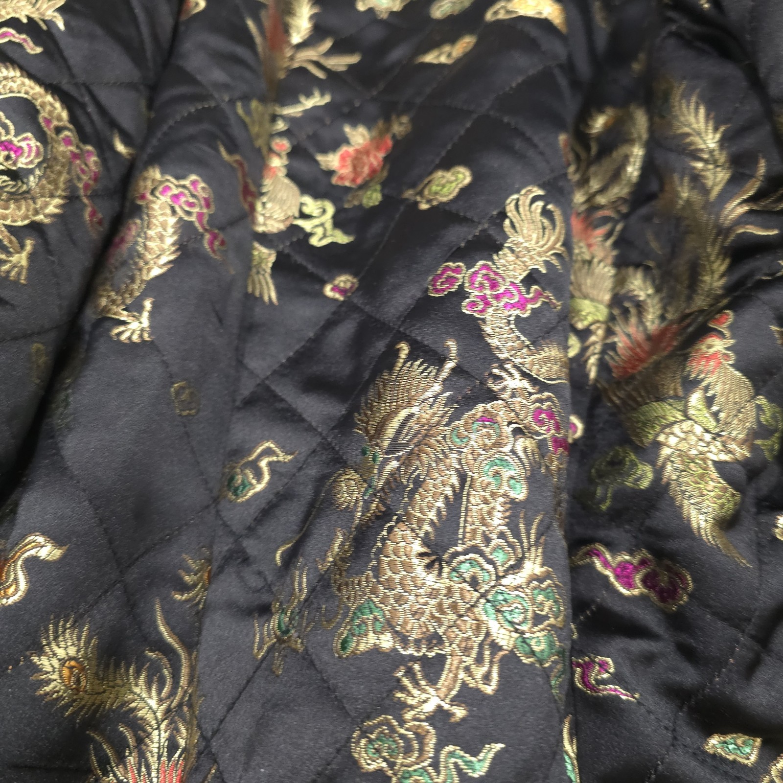 Vintage 90s Uniform John Paul Richard Quilted Dragon Phoenix Jacket Brocade M