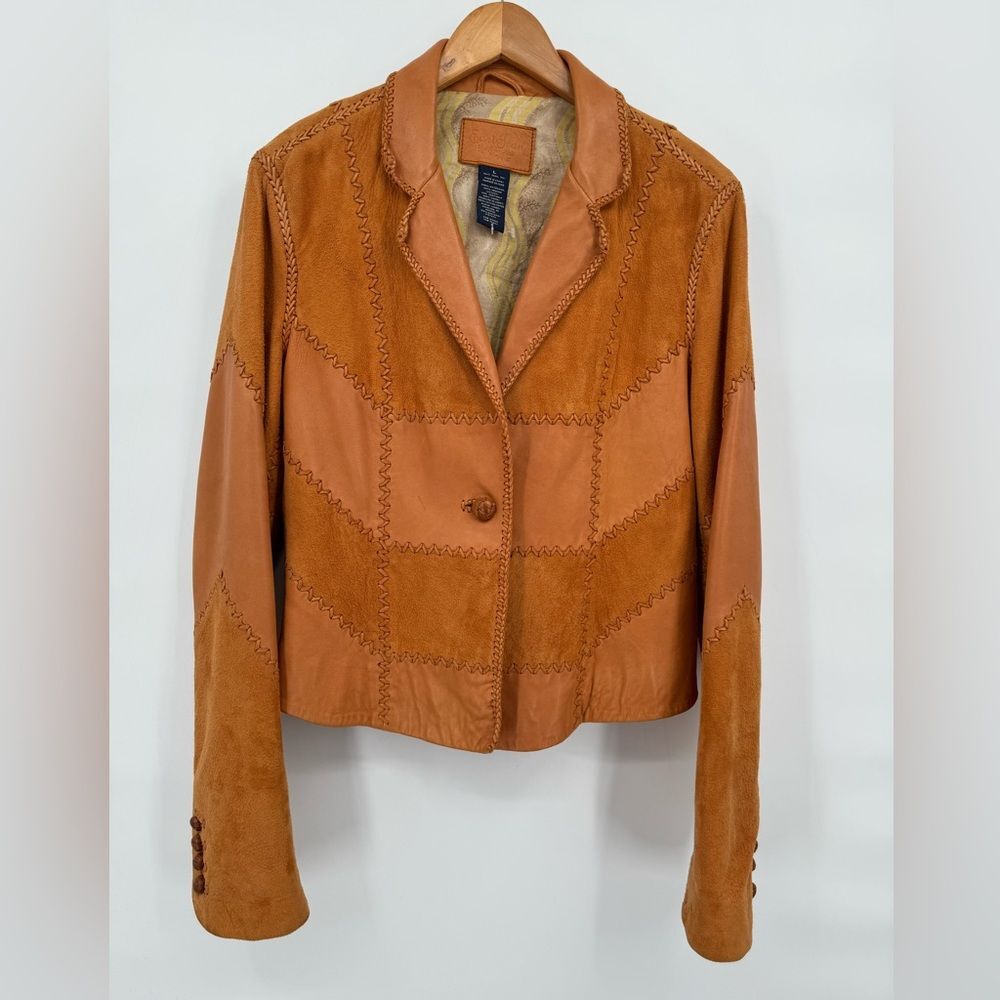 Earl Jeans Vintage Whip Stitch Leather Jacket Women size L unique fall color