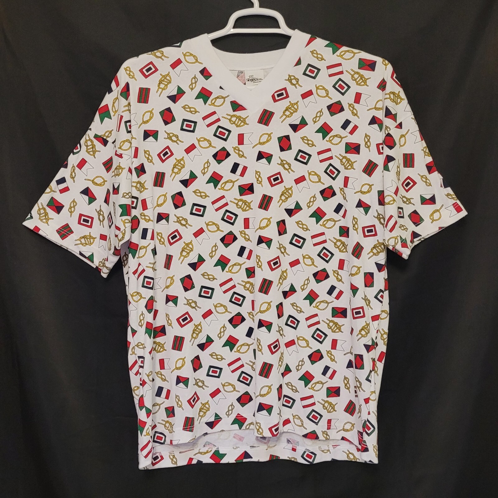 Vintage Sloppy Joes Casualwear Wmn’s Nautical Flags & Ropes Print OS Pullover