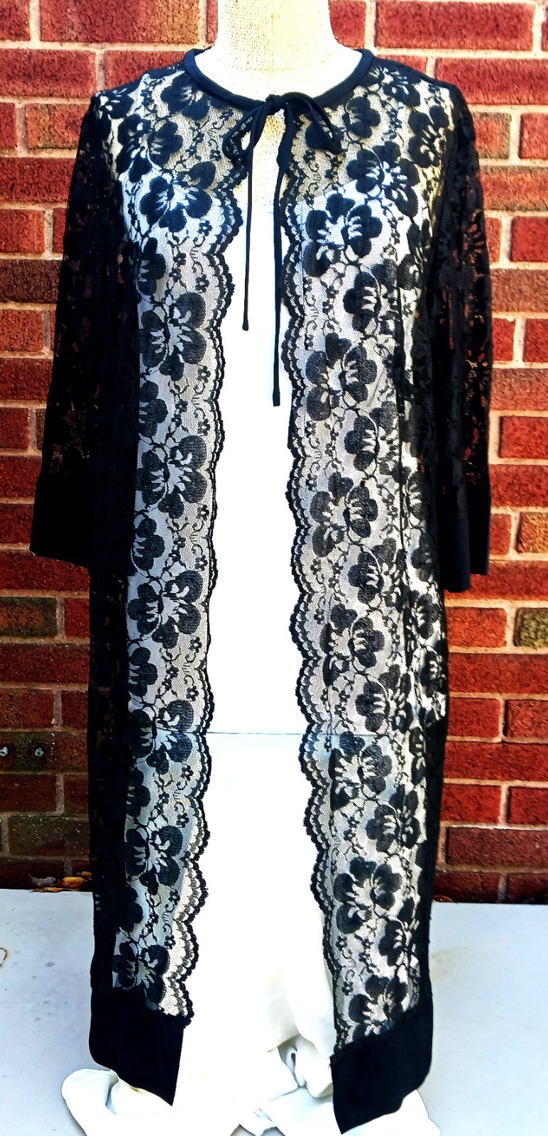 VINTAGE LACE LONG OPEN JACKET 1980s