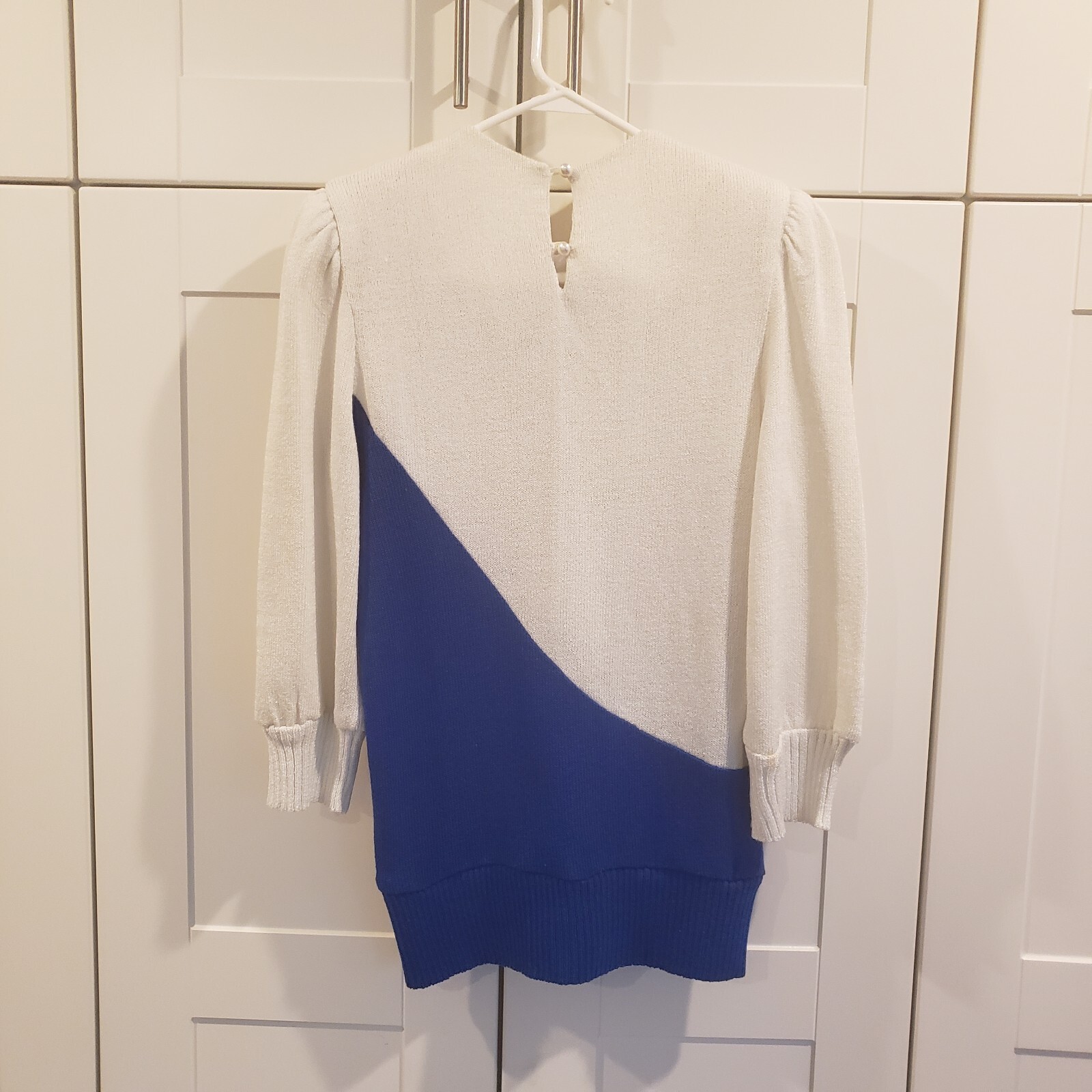 VTG Anthony Sicari Sz 12 80s Sweater Color Block Flowers Blue Red Pink White USA
