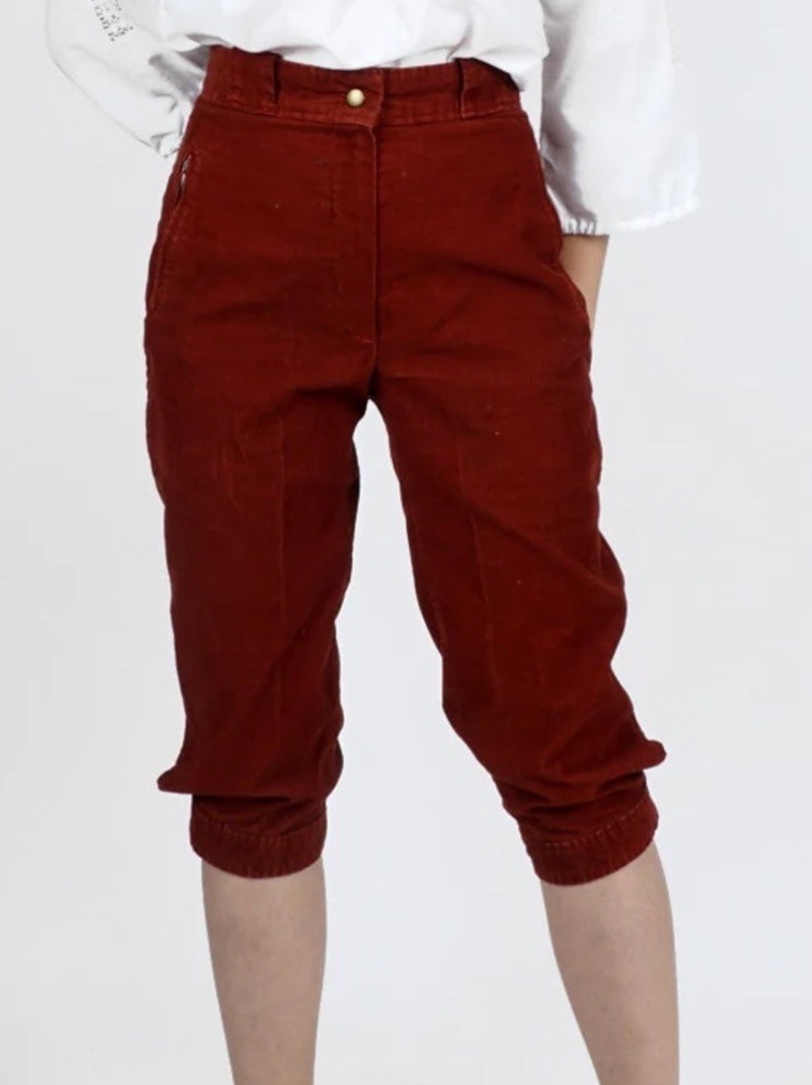 Sunbuster Vintage 1970s Rust Red Corduroy High-waisted Capri Pants by | Small
