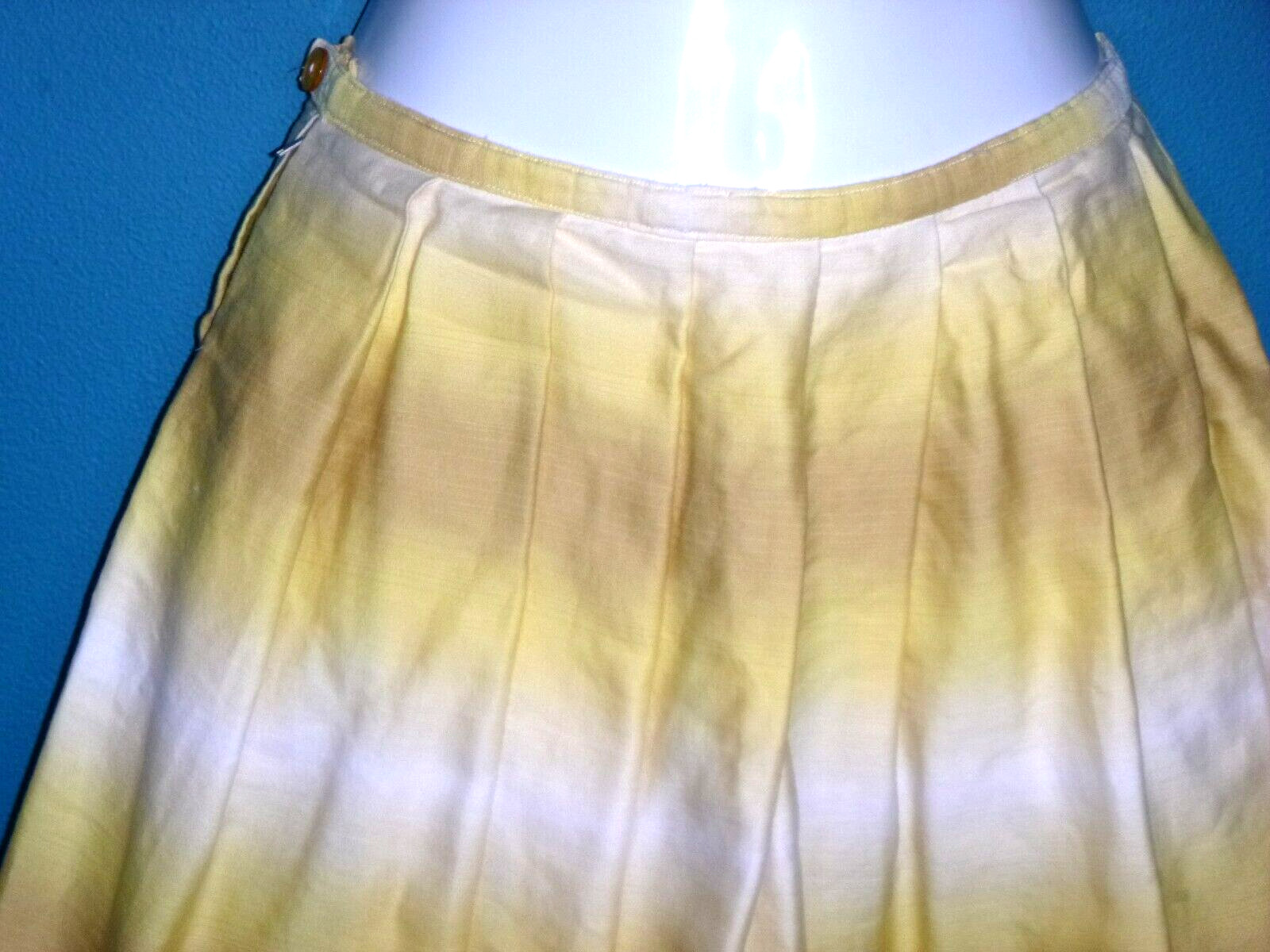 Vtg 50’s Full Skirt Yellow Tan White Ombre 24″ Waist XS/S