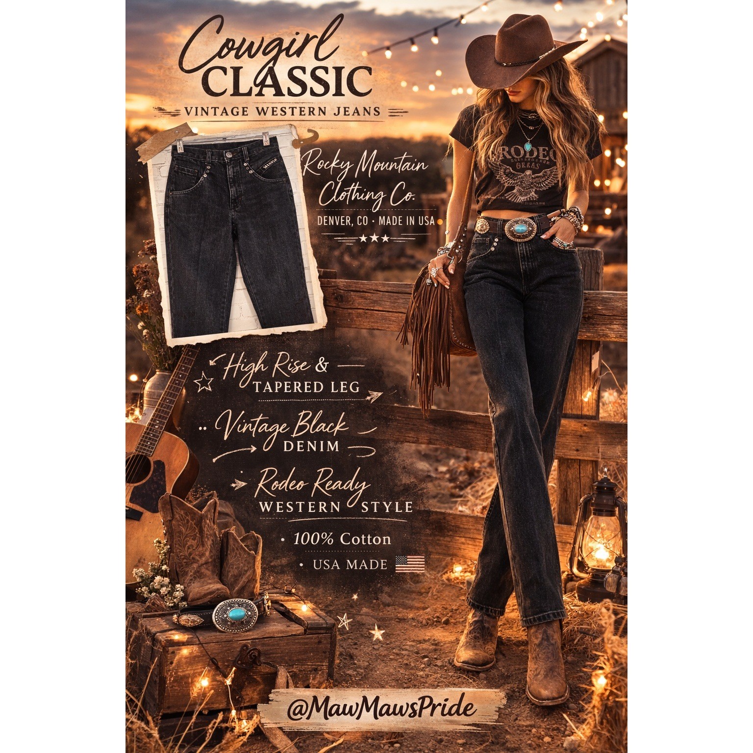 VINTAGE ROCKY MOUNTAIN HIGH RISE MOM JEANS RODEO MOM vintage size 7