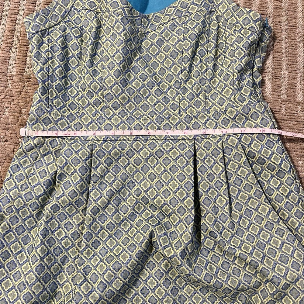 Nanette Lepore Women Size 2 A Line Mini Dress Retro 70s Inspired Blue Green