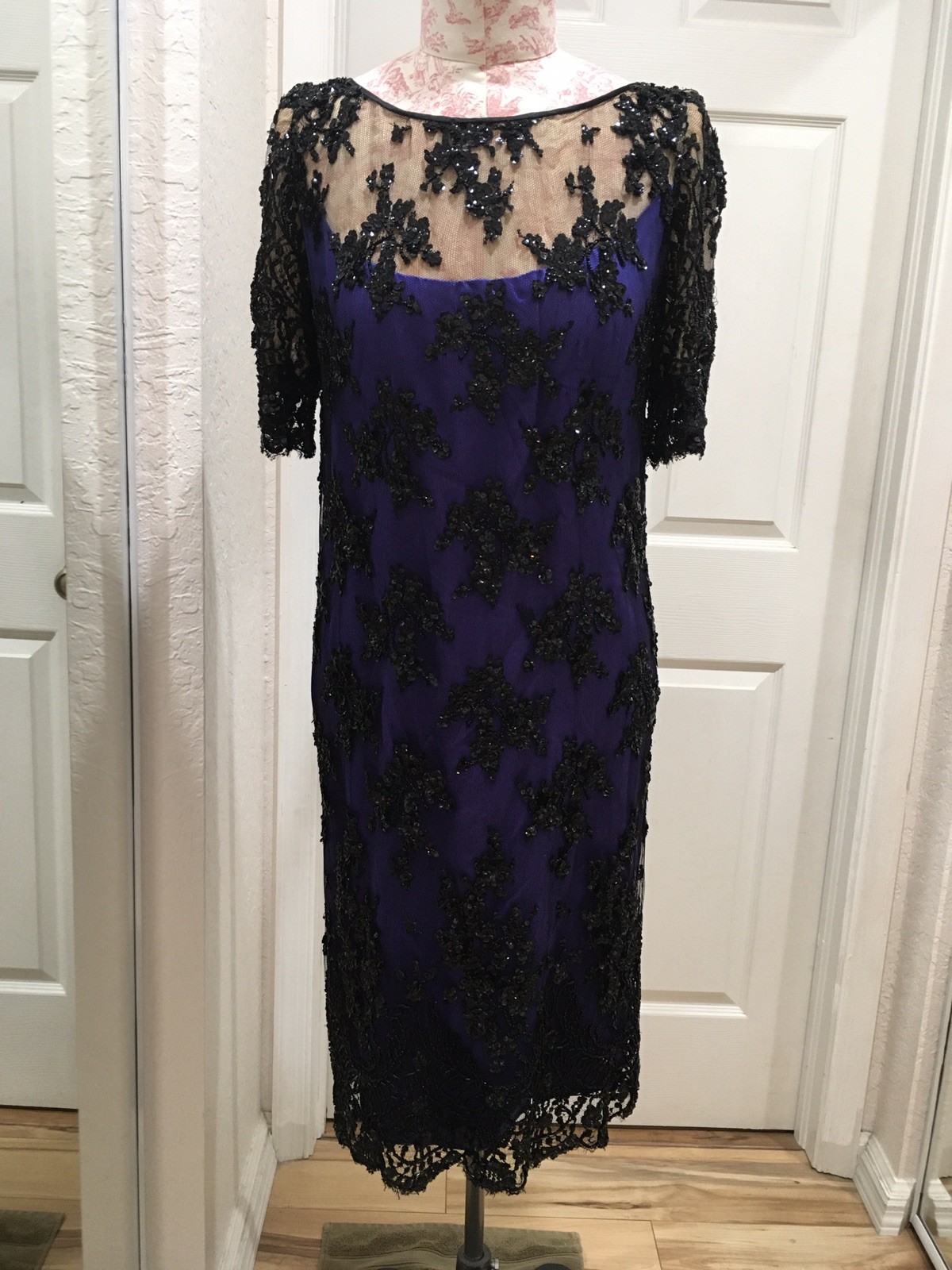 Vintage 1980’s Bob Mackie Black Netted Sequined Dress Beaded Ornate Goth Mesh