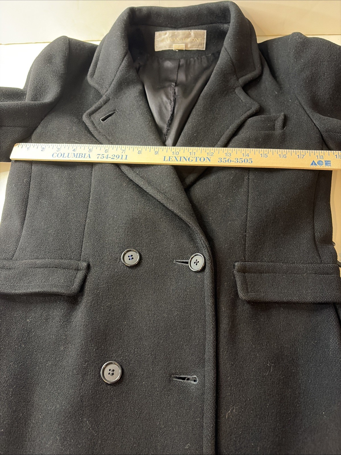 VTG Evan Picone Long 100% Wool Double Breasted Coat Women’s Medium Black (8?)