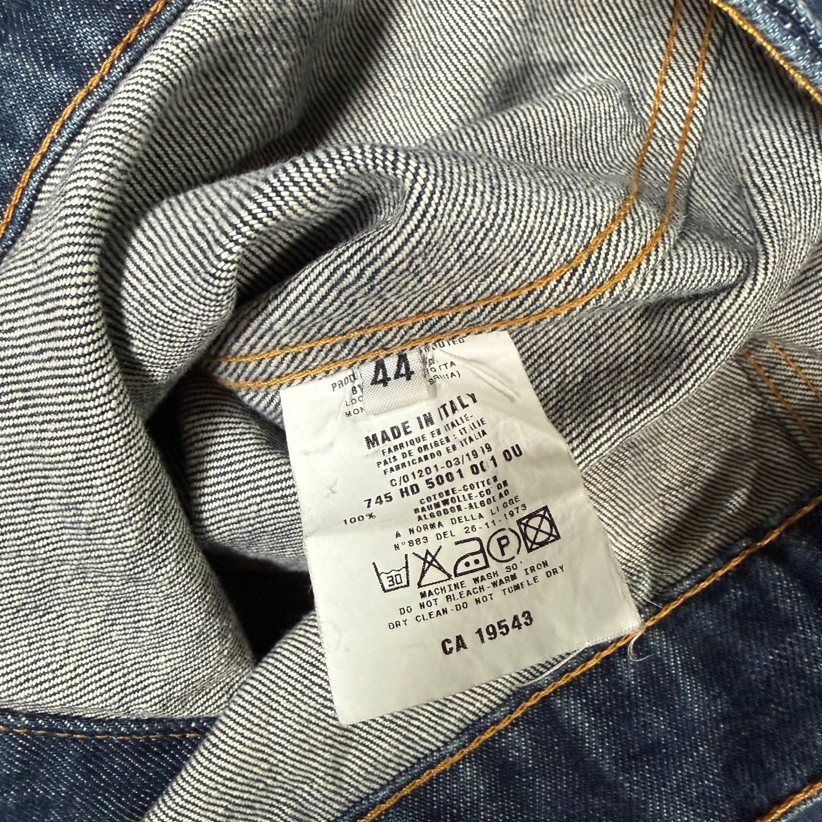 Vintage 90s Helmut Lang Classic Denim Jacket Made in Italy Blue Trucker Sz 44 M