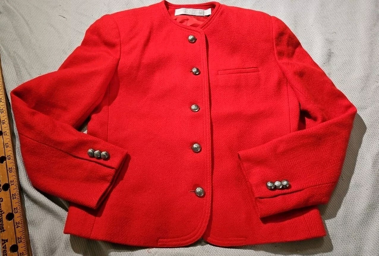Evan Picone Jacket Womens Size 4 Red Vintage Wool Jacket Metal Button Capsule