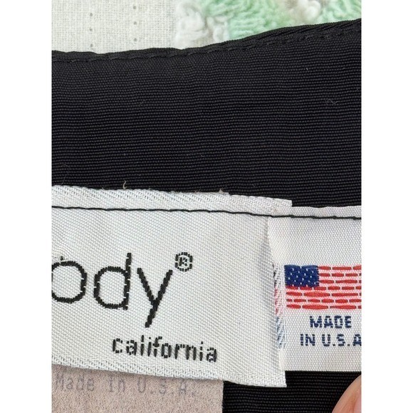 Vintage Jody California Black Lace Sleeve Maxi Dress Pearl Button Corset Back 13