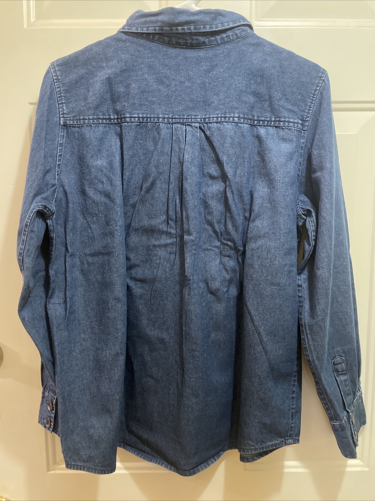 SERENGETI Catalog.com Vintage Pleated Denim Long sleeves Blouse Cowgirl Sz L