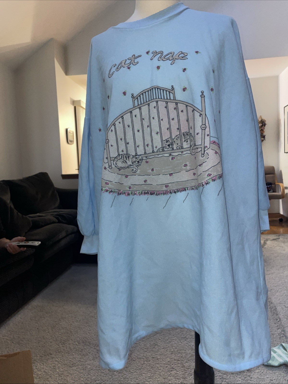 Cat Nap Light Blue 1/2 Sleeve Sleepwear Very Soft Size 3 X