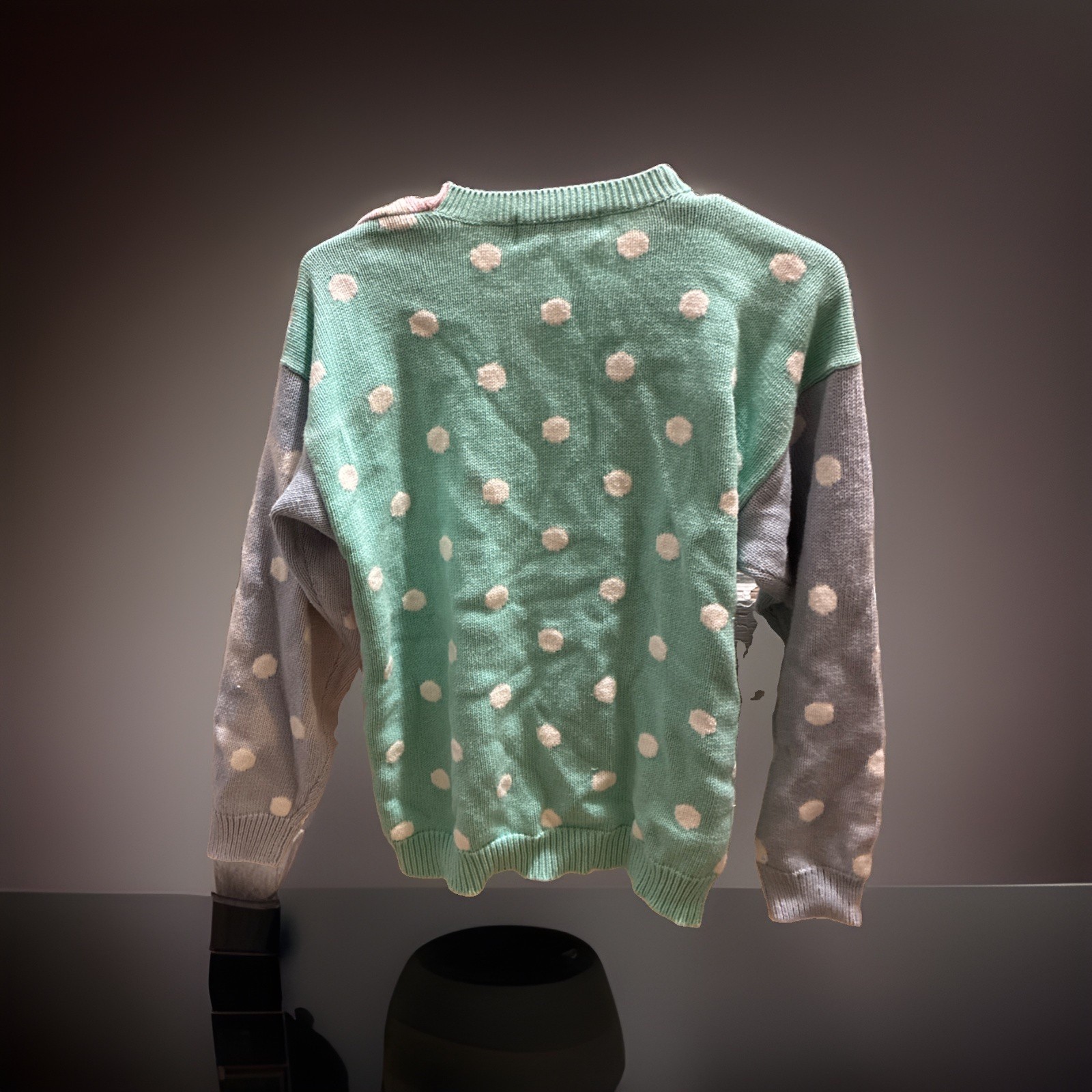 Vintage Robert Scott Ltd. Pastel colorblock polka dot cardigan sweater