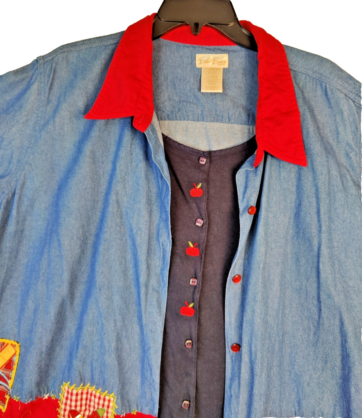 VTG Bobbie Brooks Denim Embroidered School Teacher Theme Lined Sz 46/48 26W/28W
