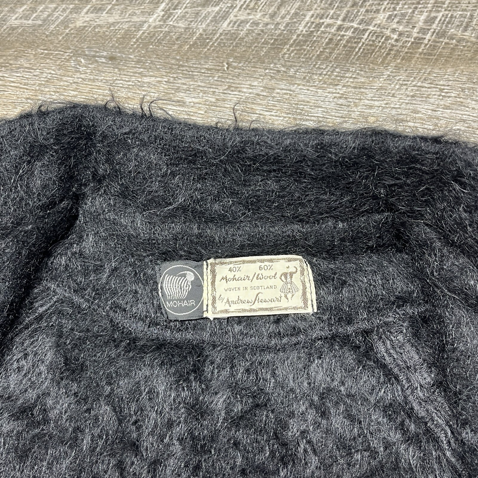 Vintage 60s Andrew Stewart Scottish Mohair Wool Swing Jacket Black size Medium