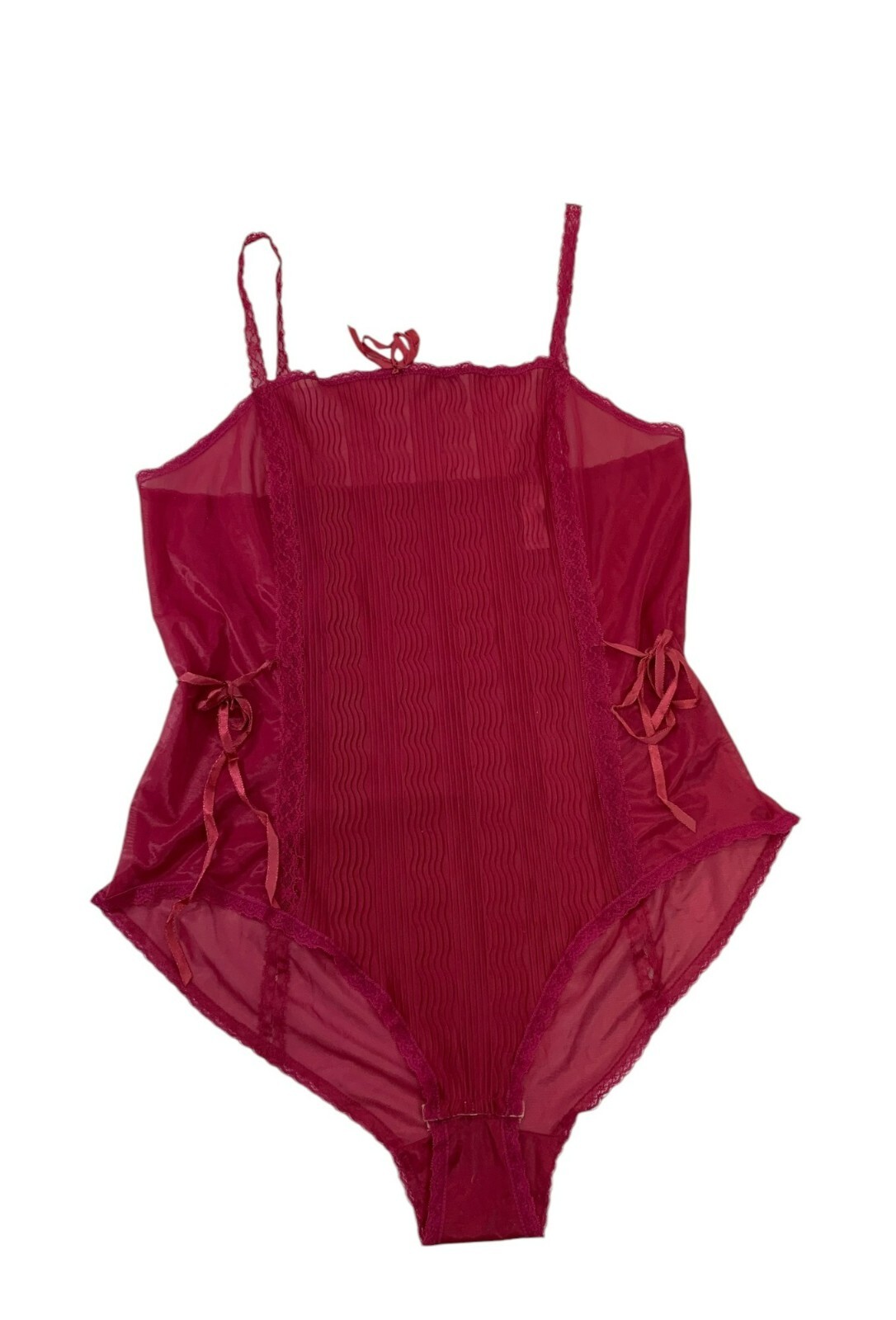Coquette VTG OLGA 1980s Sheer Magenta Lace Teddy Lingerie Size M Style 1150