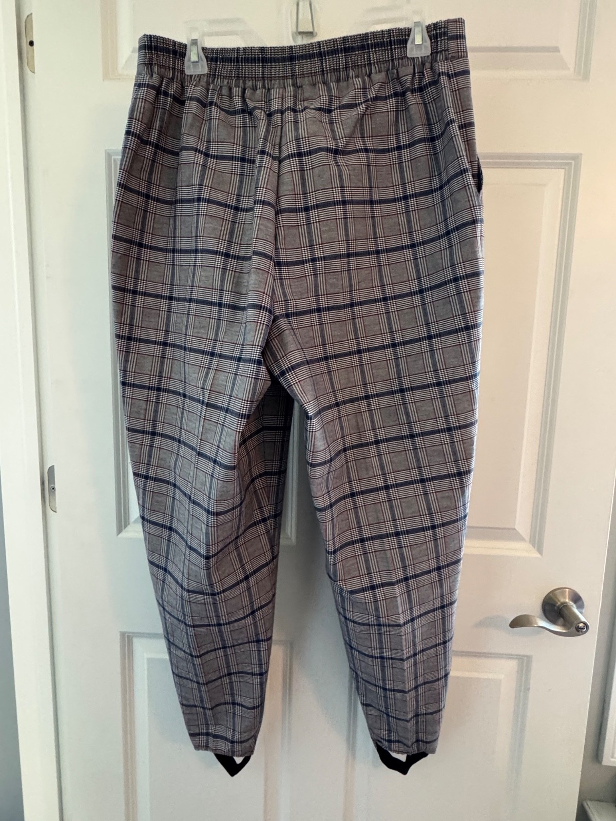 Vintage High-Waist COUNTERPARTS Blue/Gray Red Plaid Stirrup Pants 16W Pockets