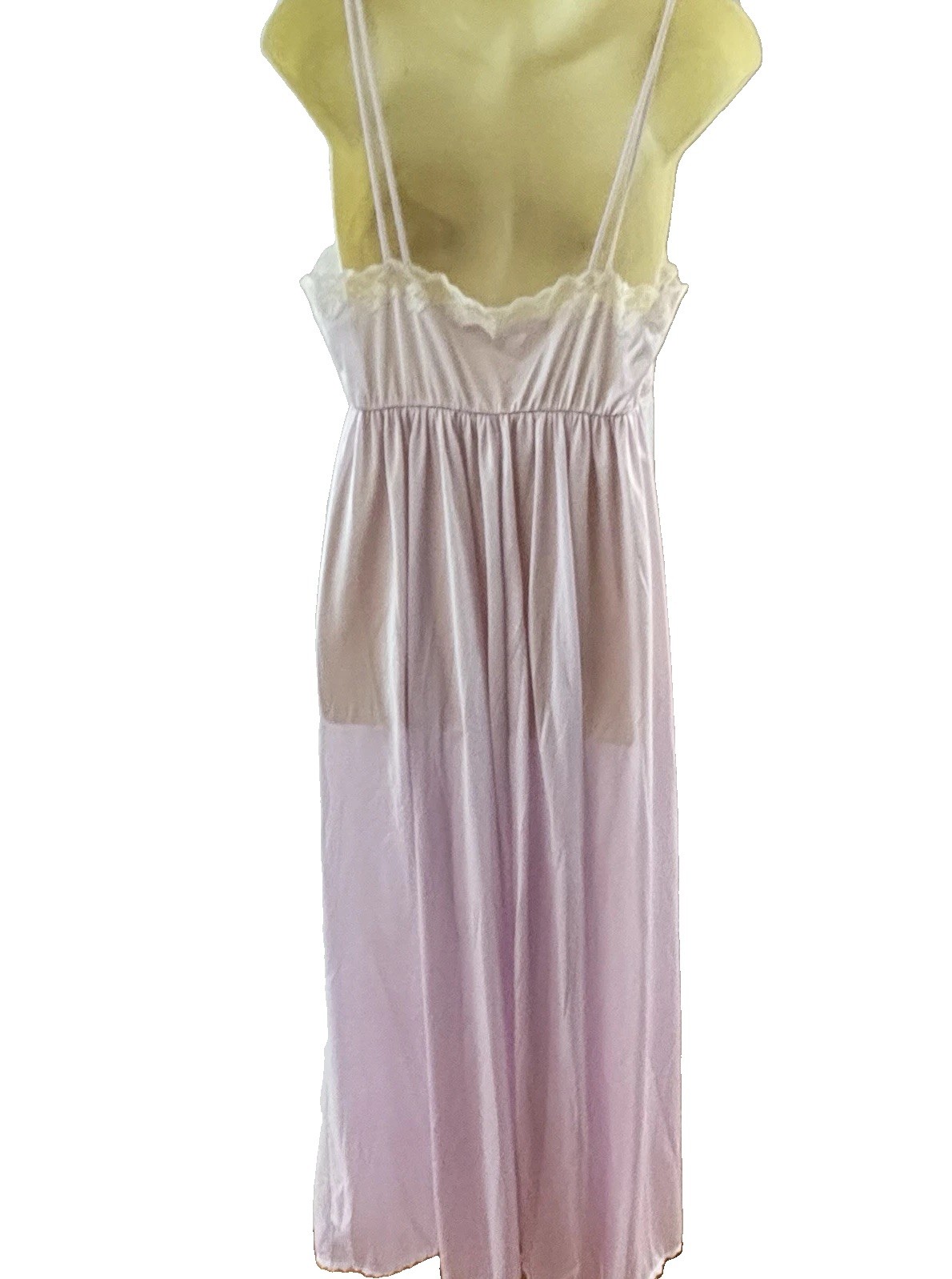 Vintage Lorraine Nightgown M Womens Lace Trim Spaghetti Strap Nylon USA Fits S/M