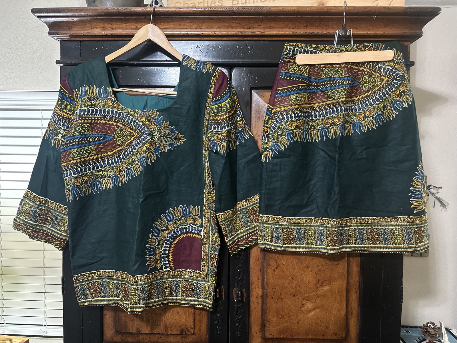 Vintage Custom Handmade Shirt And Skirt, Sunyani, Ghana 1999, Size S