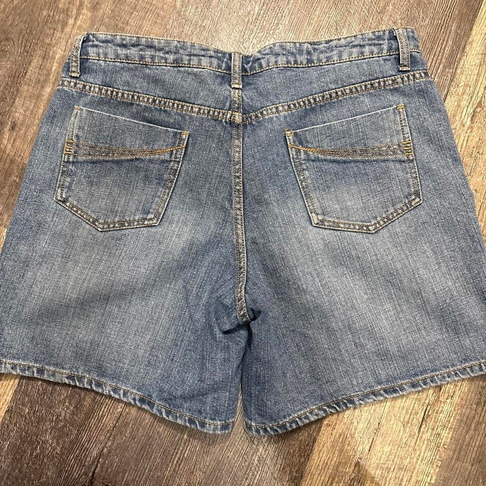 Vintage Y2K Faded Glory Denim Shorts Size 14 High Rise Front Pocket Mom Shorts