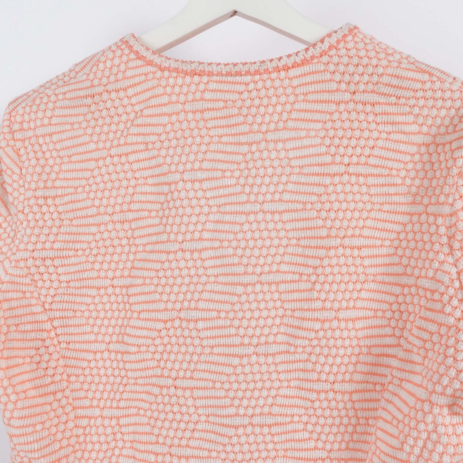Vintage 70s Knit Short Sleeve Cardigan Nelly Don Stoner Square Medium Coral