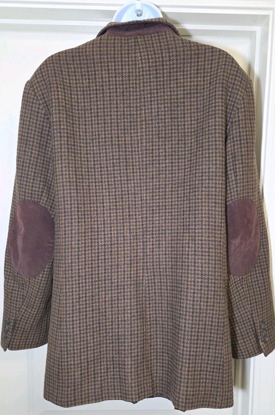 Vtg 90s Braebrook Equestrian English Country Blazer Wool Check Elbow Patches 14