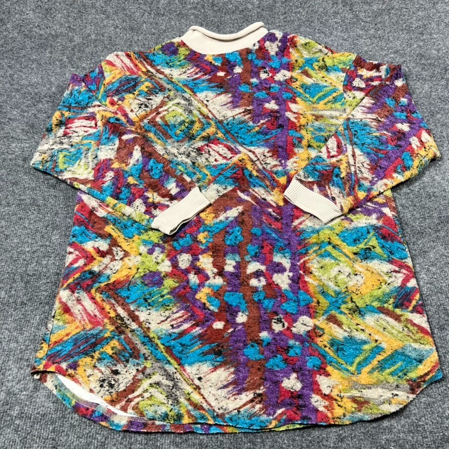 Vintage Chico’s 10 years Sweater Size 1 Colorful Abstract Turkey Roll Neck