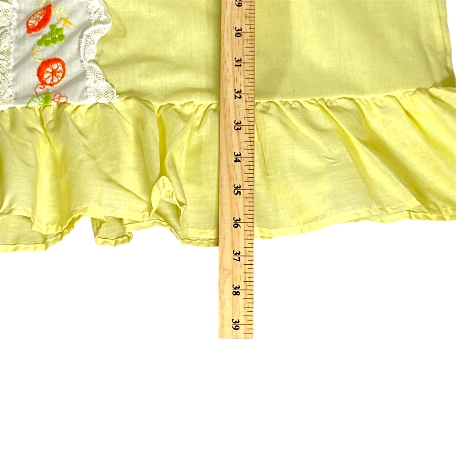 Vintage Nightgown Womens L Yellow Sleeveless Embroidery Lace Rushed Hem Modest
