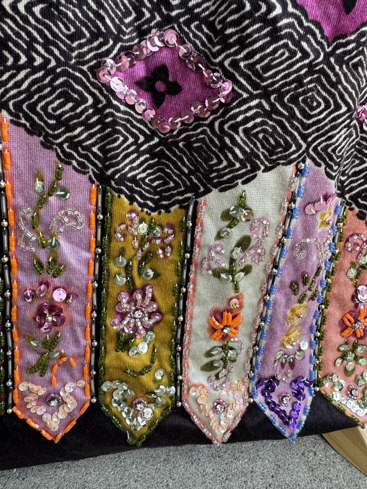 70’s Valentina Ltd Embellished Maxi Dress 12 Boho Sequin Jewels Hostess Gown 28”