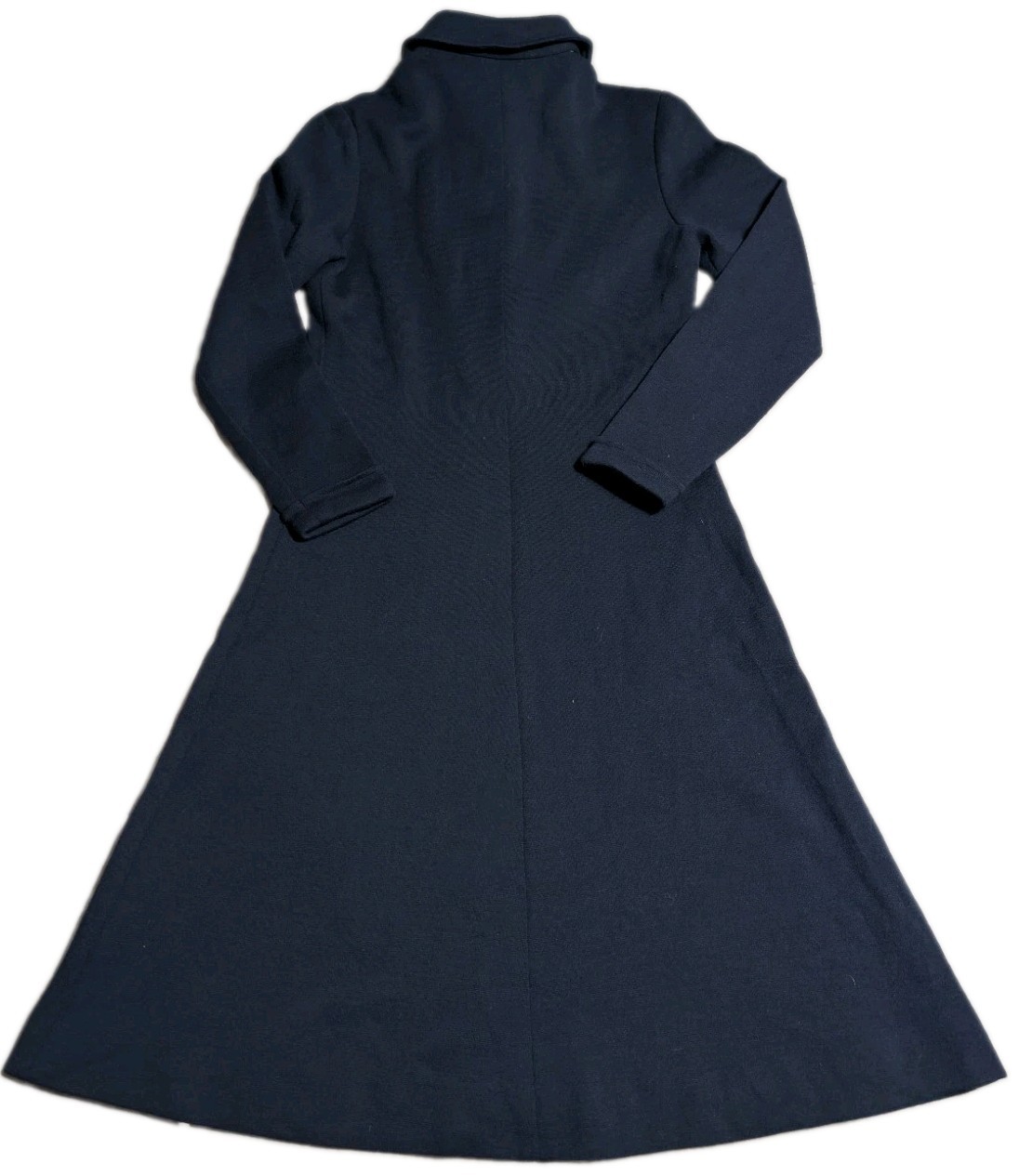 Vintage 60s 70s Pure Wool Navy Mod Shirtwaist A-Line Dagger Collar Dress USA
