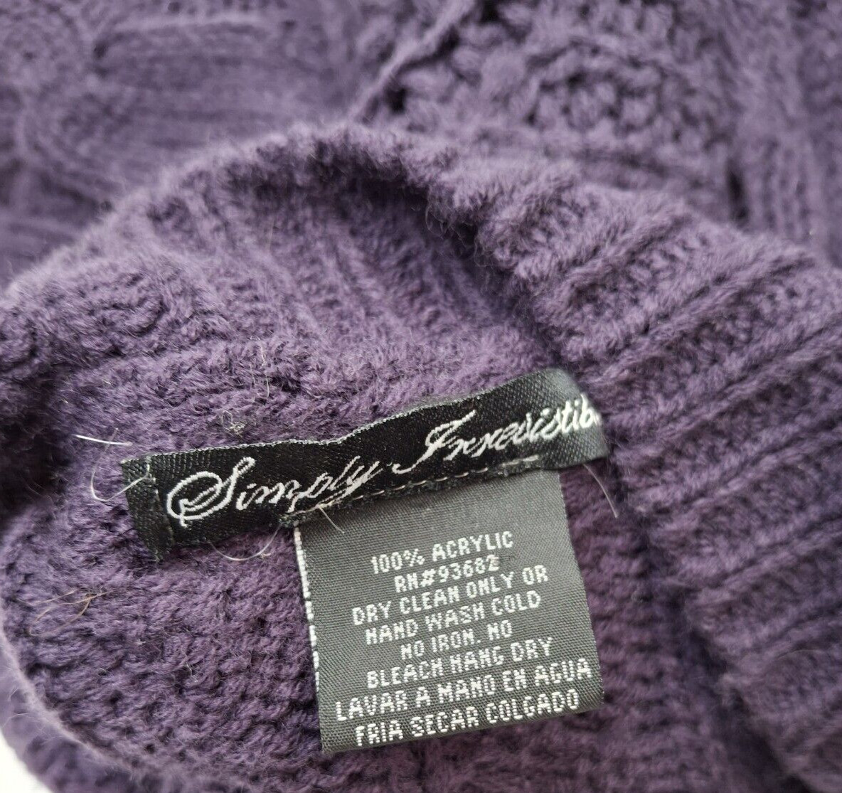 Vintage Simply Irresistible Cable Knit Sweater Cardigan Purple Boho Y2K L