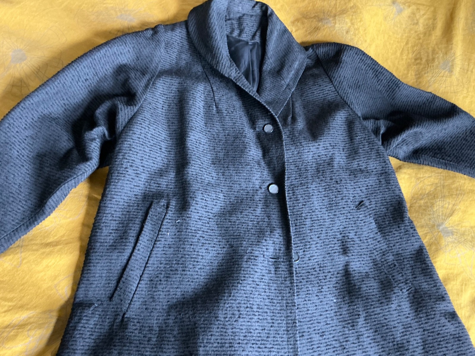 Vintage 60’s Kay McDowell Original Black Faille Coat Shawl Collar Slash Pockets