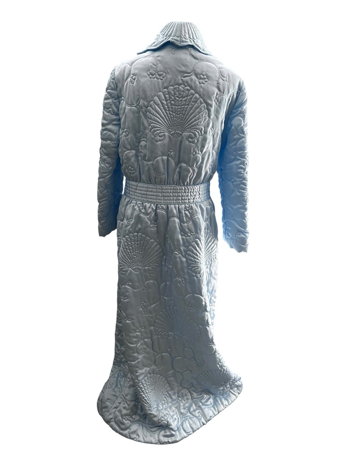 Vintage Satin Nordstrom Quilted Robe Powder Blue Housecoat Dressing Gown Large