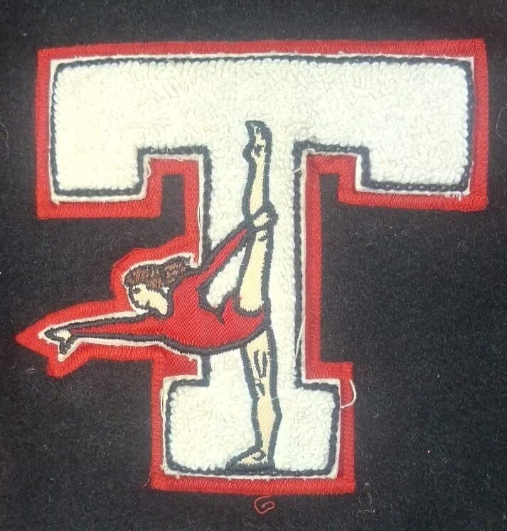 2 VTG DeLong Varsity Jackets Trinity Trojans Texas Gymnastics Sz XS Red Black