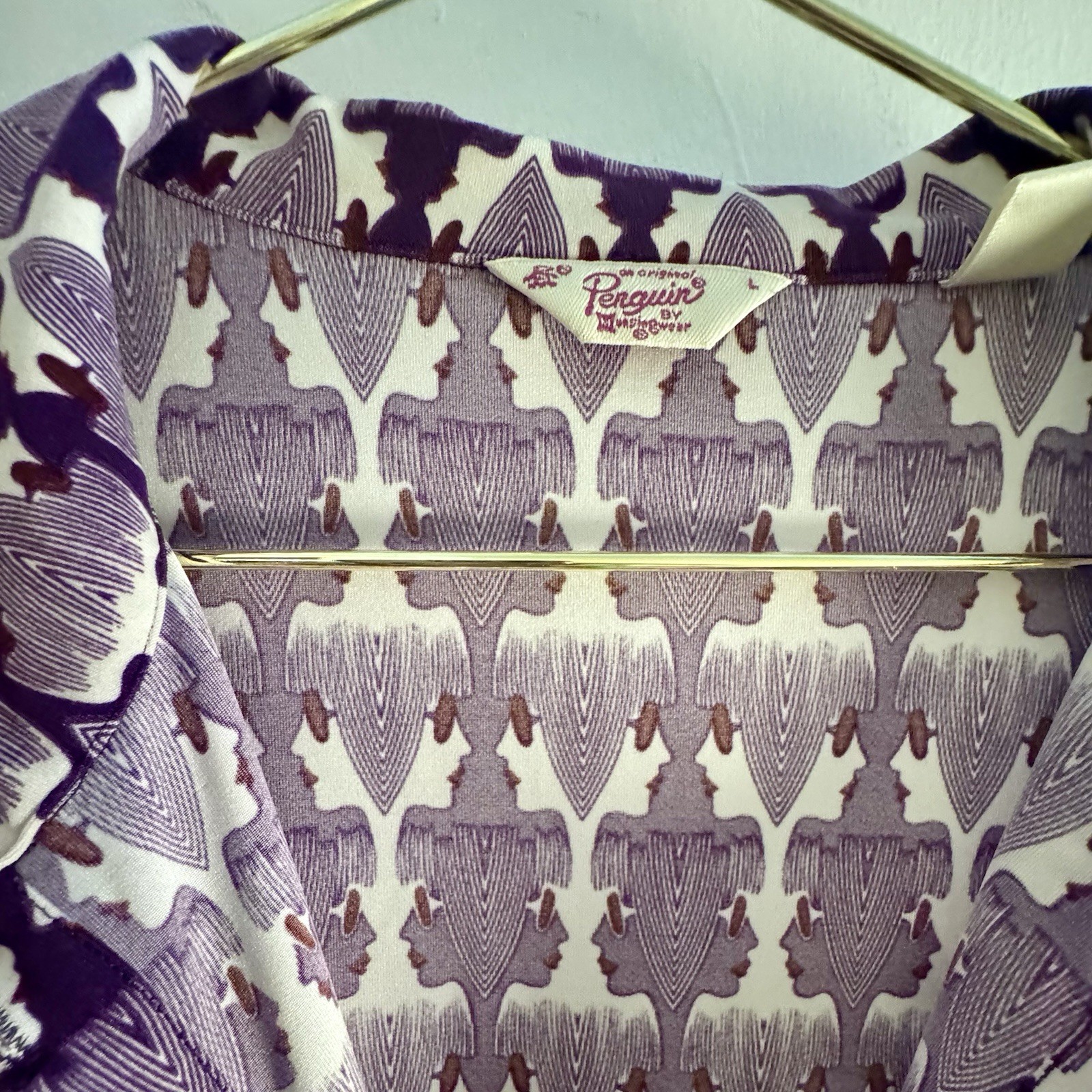 Vintage Shirt Dress Original Penguin by Munsingwear Purple & White Mod Print