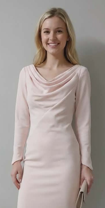 Vintage 70’s MOD Claralura Original Pink Drop Neck Polyester Pencil Dress XS