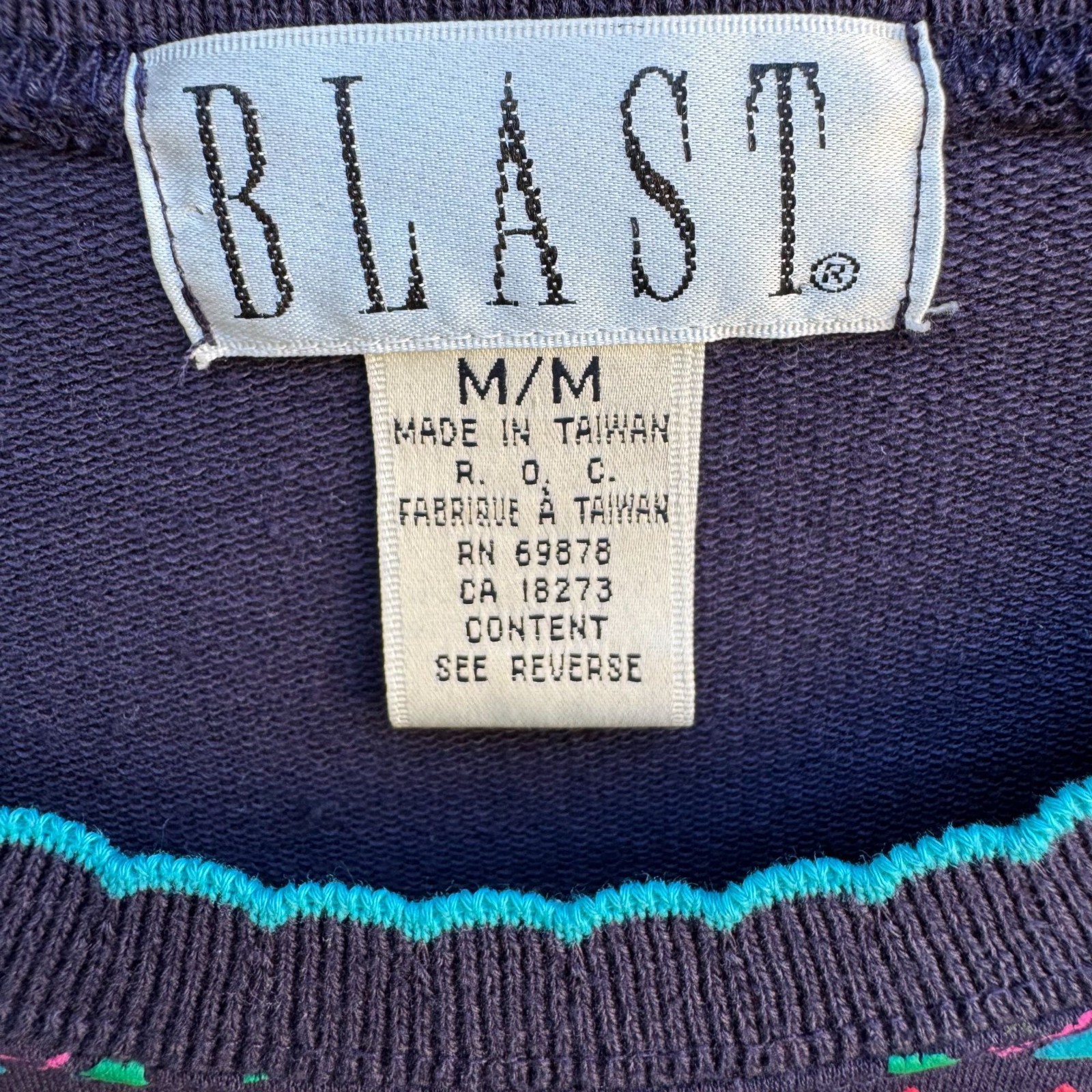 Blast Vintage 90s Geometric Fair Isle Eclectic Sweatshirt Grannycore Retro M