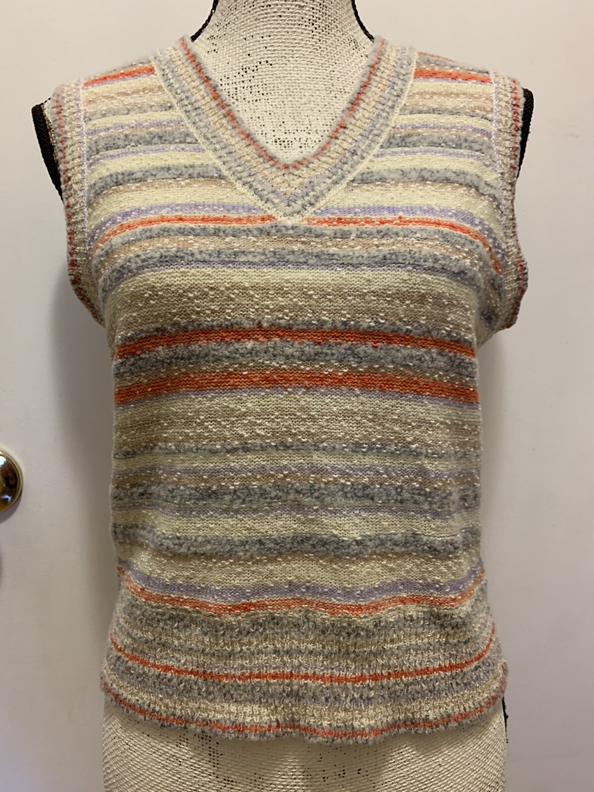 Vintage Alex Coleman California Stripe Sweater Vest Acrylic & Wool V Neck Medium