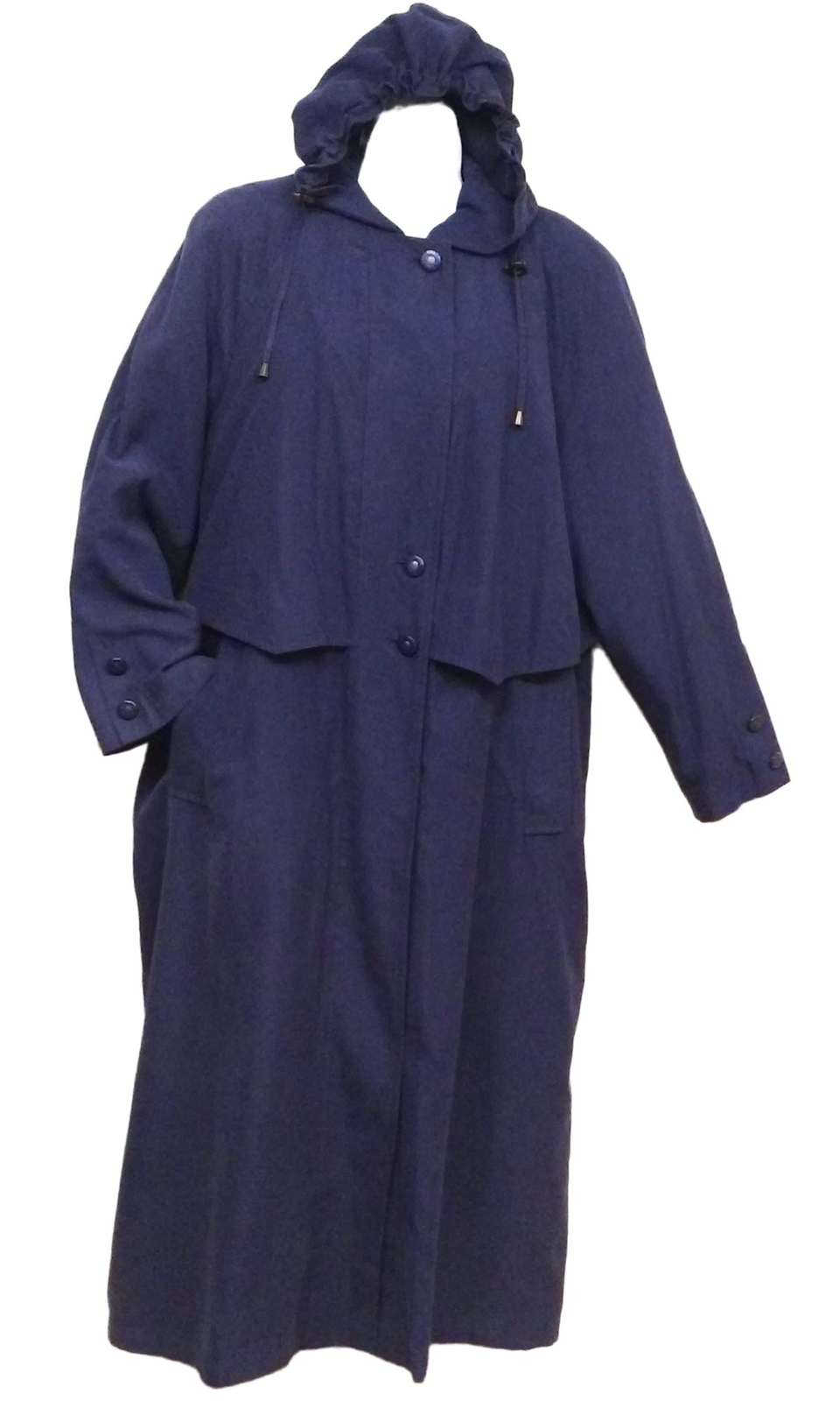 Vintage 80s 90s Gallery OverCoat Winter Trench -L(12) Pockets Hood Zip-On Lining