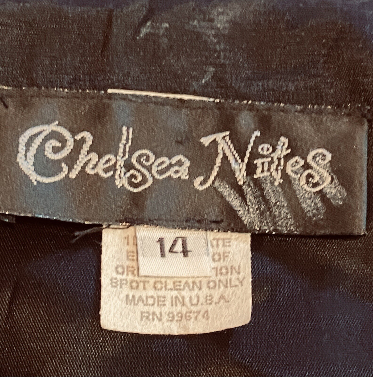 Vintage Chelsea Nites Womens Shiny Black Bolero Jacket Size 24 Made in USA