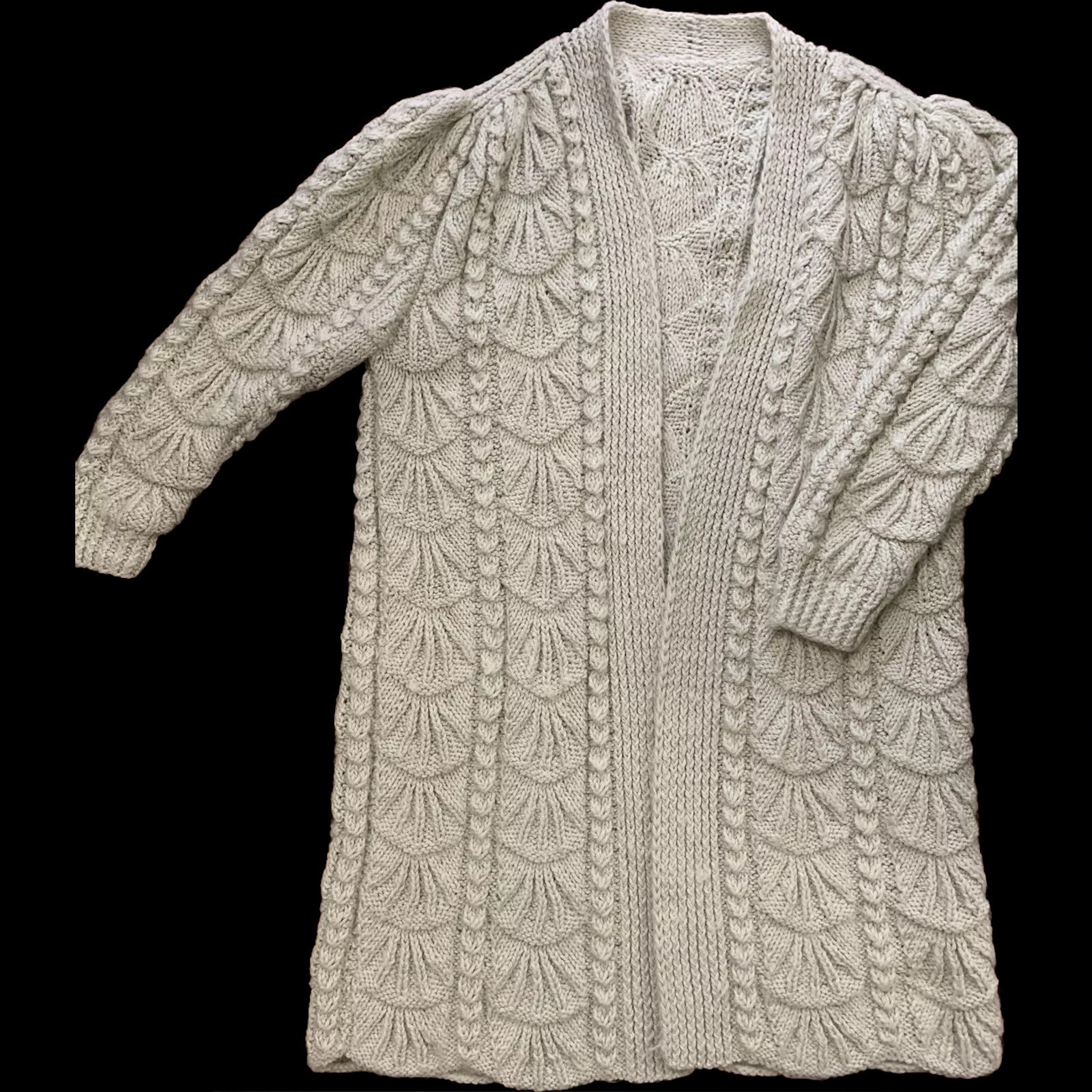 Vtg Mohair Wool Oversized Chunky Knit Cardigan Sweater Coat Oatmeal L XL XXL