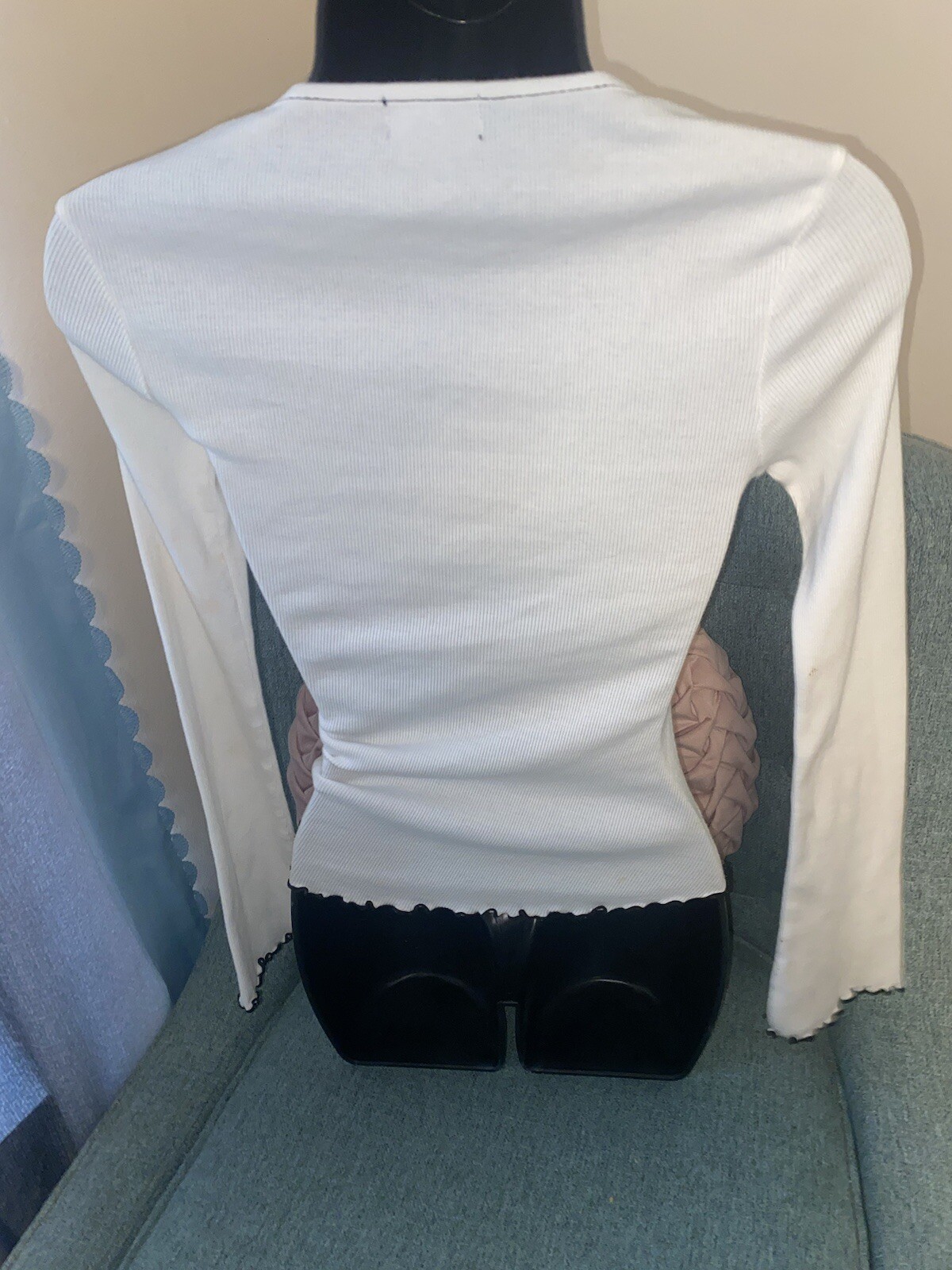 Vintage 90’s Black & White Longs Sleeve T Que Pasa by Fang Glam Small RARS